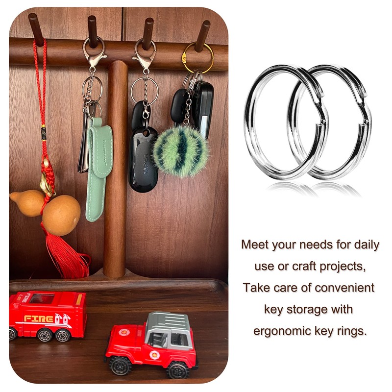 Key Rings, 3/4" 20mm Split Round Metal Silver Keyring for