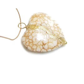 Kintsugi Large 1" White Howlite Broken Heart Mended with 23k Gold, Cord Necklace