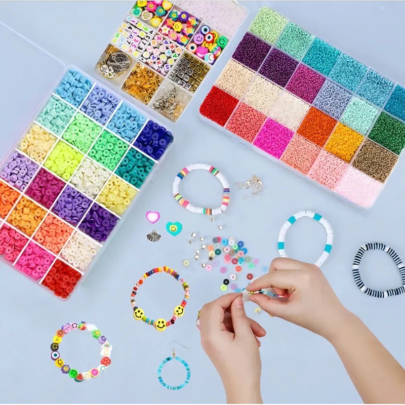 Kit para hacer pulseras con cuentas de arcilla 17800, cuentas