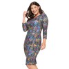 ICONOFLASH Women's Holographic Snake Print Bodycon Dresses 3/4 Sleeves Crew