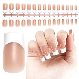 JODSONE French Tip Press On Nails - 15 Sizes Nude Square French Tips,Soft Gel Nail Tips False Nails Extensions Nail Art DIY(150Pcs)