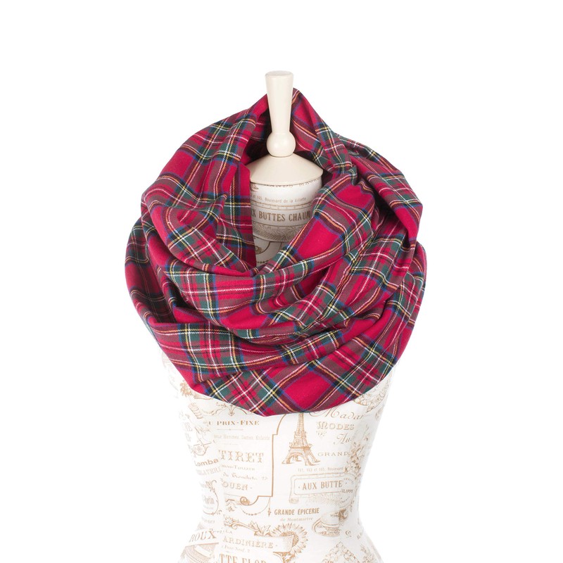 Plaid Infinity Scarf (Red Royal Stewart Tartan)