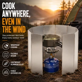Camping Stove Windscreen for Outdoor Cooking – Foldable Aluminum Wind Shield for Hiking, Picnic & BBQ