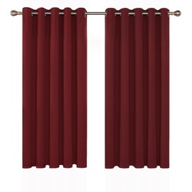 Deconovo Deconovo Blackout Curtains Red Super Soft Thermal Insulated Eyelet Blackout Blind Curtains for Kids 66 x 54 Inch 2 Panels