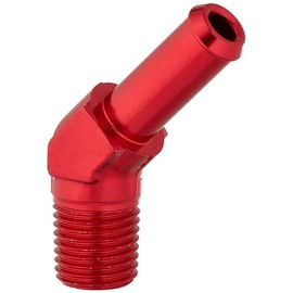 DNA MOTORING FT-1-9004-06-RD 1/4" Npt Male 45 Degree To 3/8" Hose Port Nipple Aluminum Finish Adapter (Red)