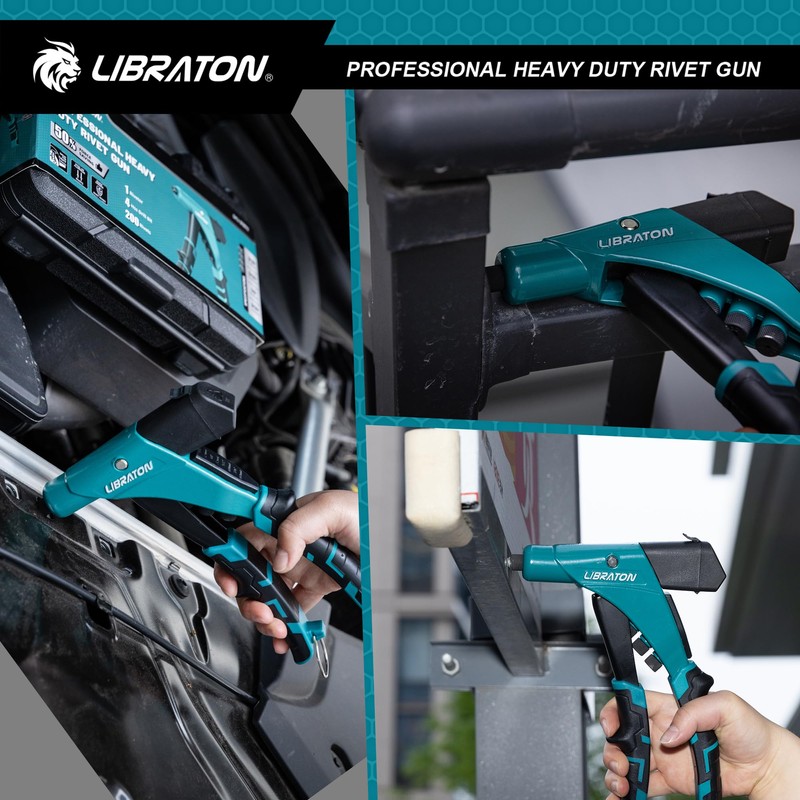 LIBRATON Professional Heavy Duty Rivet Gun, One-Handed Pop Rivet Gun