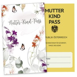 OLGS Mother-child passport case, Austria, Awesome Mommy, stylish 3-piece protective cover for the Austrian MuKiPass, gift idea for pregnancy, MKP case, Fantastic Freesia