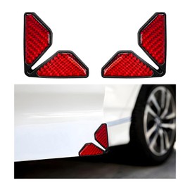 DXNQ 2 PCS Car Door Corner Protector Edge Guards, Real Carbon Fiber Anti-Collision Car Door Edge Protector, Self-Adhesive Decorative Car Door Corner Protector, Car Exterior Accessories (Red)