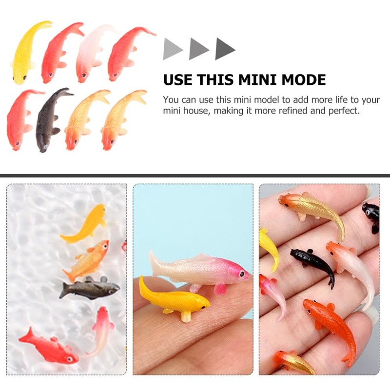 TOYANDONA 8 Mini Koi Fish Figures - Tiny Goldfish Models