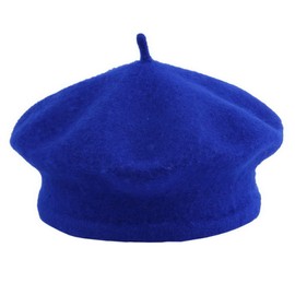 JK Home Girls Classic Vintage Wool Beret Hat - French Style Warm Solid Color Artist Beanie Cap, Autumn Winter Soft Kids Painter Hats One Size Royal Blue