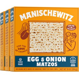 Manischewitz Egg & Onion Matzo, 10oz (3 Pack) Crisp & Delicious Flavored Matzo, Not Kosher for Passover
