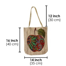 Handmade Purses for Women, Canvas Tote Bag, Woven Aztec Woven Shoulder Handbags, Apple, H:16 Inch, W:14 Inch, Shoulder Strap:12.5 Inch.
