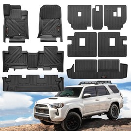 Jdeymat Custom for 2013-2024 Toyota 4Runner 7 Seat Accessories 3 Row Floor Mats & Cargo Mat & 2nd 3rd Row Backrest Mats Set All Weather TPE Rubber Protection Mats (Set of 10 Mats) (Only for 7 Seat)