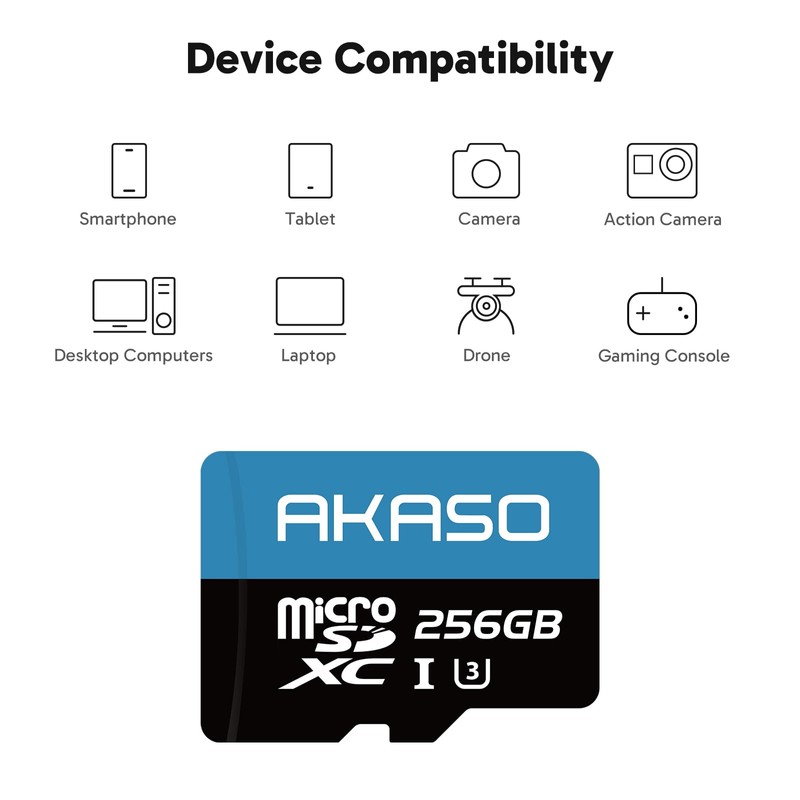 AKASO 256GB microSDXC U3 Memory Card