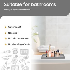 Mriluvy Vanity and Bathroom Tray, 9.8" ABS Countertop Organizer,Waterproof Vanity Tray for Toilet Tank,Perfume,Soap,Keys,Bathroom Accessories,Kitchen and Bath Trays,Non Slip Small Trays,Gray,2 Pack