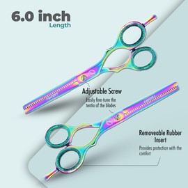 Tycon Instruments Premium Thinning Shears for Hair Cutting 6 Inch | Sharp Razor Edge Multi-Color Hair Thinning Scissors for Men & Women | Durable & Ergonomic Design for Salon & Personal Hair Trimming