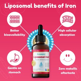 Nuvamin – Liquid Liposomal Iron Drops for Baby, Toddlers, Kids, & Teens, 2Fl.Oz (60ml), 120 Daily Serving. Great Taste - All Natural - Vegan - No Metallic Aftertaste, Berry Flavor