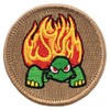 Flaming Turtle Patrol Patch - 2" Diameter Round Embroidered Patch