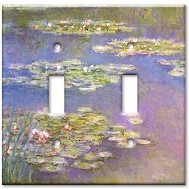 Art Plates - Double Gang Toggle OVERSIZE Switch Plate - OVER SIZE Decorative Metal Wall Plate - Monet: Water Lilies - (Made in USA)