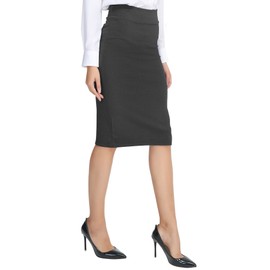 Urban CoCo Women's Elastic Waist Stretch Bodycon Midi Pencil Skirt (S, Heather Grey)