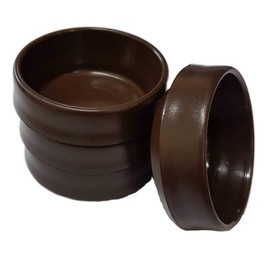 Brown Castor Cups 37mm Protect Wooden, Laminate, Tiled Floors and Carpets from Wheel Damage and Scratches Caused by Chair, Bed, Sofa and Table Legs (4, Small)