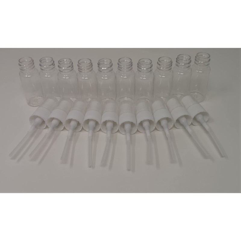Dezinf Care pack of 10 Transparent Bottles 15ml with Sprayer
