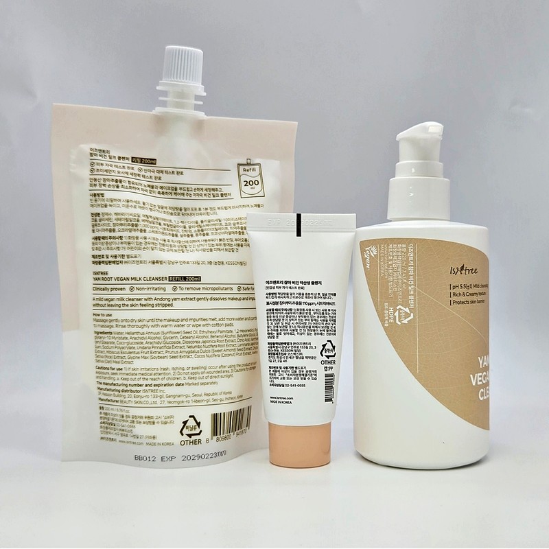 Isntree Cleansing Milk Yam Vegan Milk Cleanser 220ml+200ml Refill+Slightly Acidic