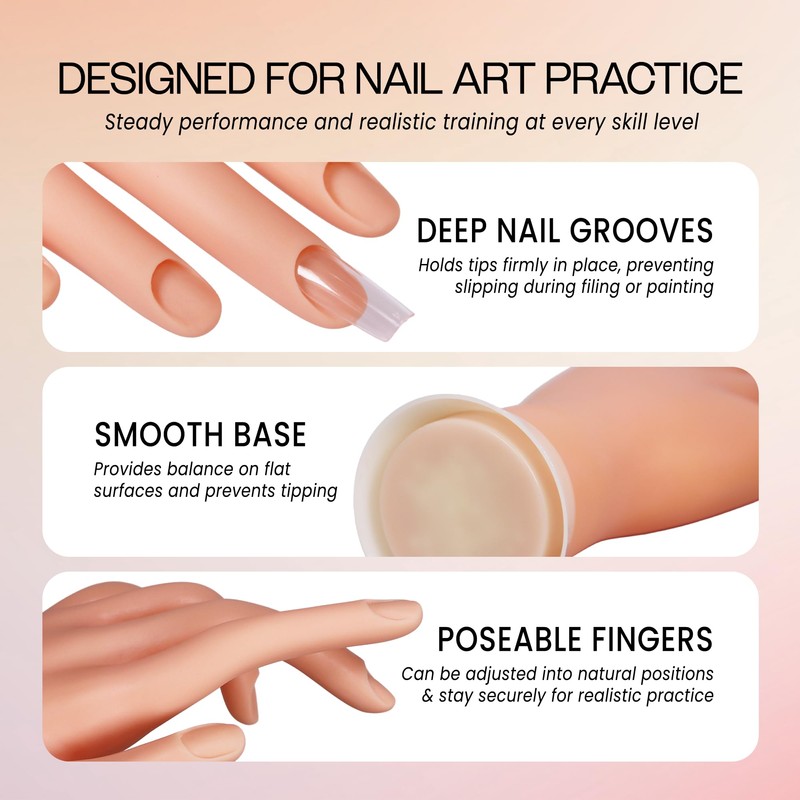 Uniqstore Adjustable Nail Art Fake Hand for Training and Display