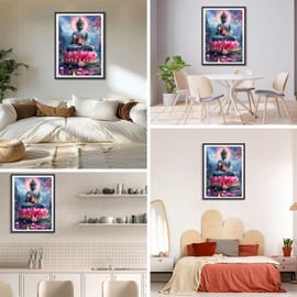 DAERLE Diamond Painting Adult Buddha, 5D DIY Diamond Painting Pictures Buddha Lotus Diamond Painting Round Stones for Home Decor 30 x 40 cm