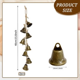 2 Pack Witch Bells for Door Knob,Brass-Colored Iron Bell Strings with 8 Bells,Witchcraft Supplies Door Bell,Vintage Witch Decor Wind Chimes for Home Protection,Boho Home Room Decor