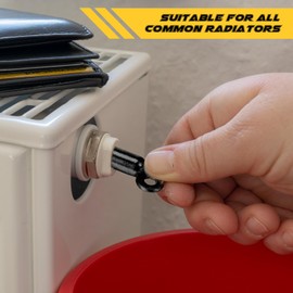 Photect Set of 6 Bleed Keys for Radiators Including 1 Stainless Steel Radiator Vent Handle and 5 Zinc Alloy Bleed Keys for Bleeding with Double Hole Suitable for Heaters (Black)