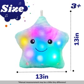 Juguete de cuna con diseño de estrellas brillantes musicales creativas con luces LED de peluche, animado para aliviar las emociones de los niños, regalo para niños pequeños (verde)