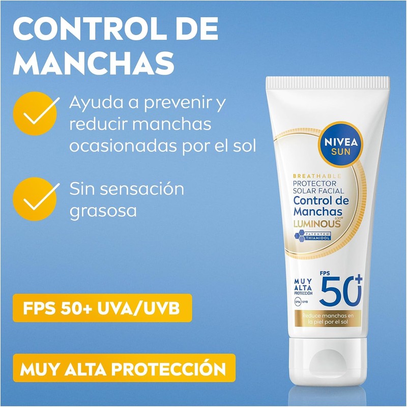 Protector Solar Facial NIVEA SUN Control De Manchas Luminous 630°