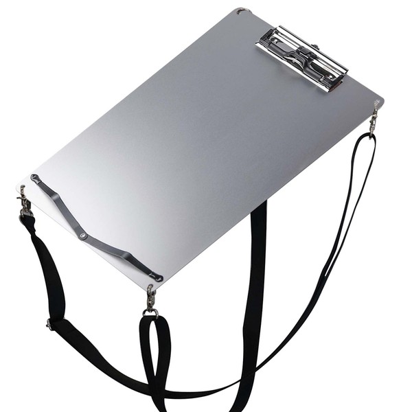 Aluminium Clipboard, Two Clamp Clipboards with 88-154 cm Adjustable Shoulder