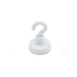 FIRST4MAGNETS White Painted Neodymium Hook Magnet with M4 Hook for Fridge, Whiteboard, Noticeboard, Filing Cabinet or Office - 20mm Diameter x 30.5mm High - 16.5kg Pull