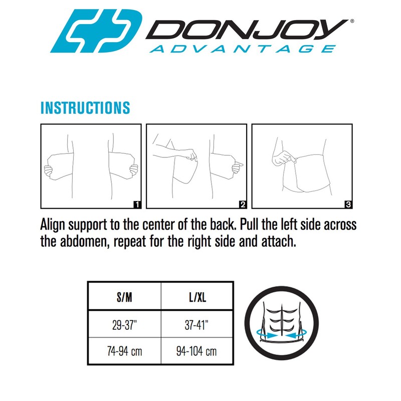 DonJoy DA161SR01-WHT-S/M Abdominal Support Three Panel Elastic Wrap for Strain,