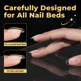 UNA GELLA Short Almond Nail Tips Pre-shape Short Almond Gel Nail Tips 216pcs Press on Nails 12 Sizes Soft Gel Acrylic Clear Fake Full Cover for Nails Extension Home DIY Salon