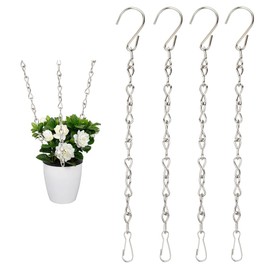 AEYURUID Sliver Chain For Hanging Baskets,Hanging Basket Chains 4 Point,Replacement Chains For Hanging Baskets 4 Point Heavy Duty,Planter Chains Flower Basket,Diy Hanging Seat Chain Balcony Garden