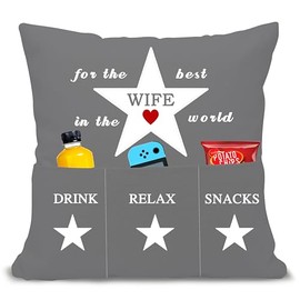 Bommex Gift for Wife from Husband Stars Cushion Covers 18x18 Inches with Three Pockets for Cousin Gift for Wife Ideas Wife Gift Romantic Birthday Valentine's Day Anniversary (wife)