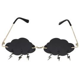 VALICLUD Sunglasses for Women Cloud Shaped Rimless Sunglasses with Lightning Charms Fashion Sunglasses Colored Lens Grey