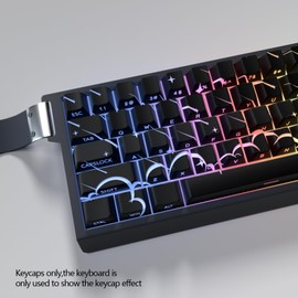 JSJTKeys PBT Side Printed Translucent Keycaps - Star Rain Theme Black Keycaps,74 Keys Cherry Profile Keycap Set Suitable for Cherry MX Switches 60/61/65/67/68 Mechanical Keyboards(Key Caps Only)