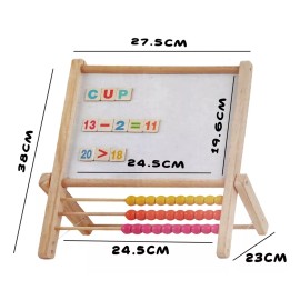 Wooden Toys Mini Pizarron Didactico Doble Cara Madera Abecedario Abaco
