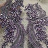 1 Pair Hand-Made Beaded Rhinestons DIY Clothing Appliques Patch Flower