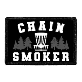 Chain Smoker - Disc Golf | Hook and Loop Attach for Hats, Jeans, Vest, Coat | 2x3 in | by Pull Patch