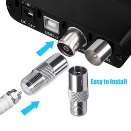 TUOLNK TV Aerial Connector F Female to TV Male TV Aerial Adapter for Aerial Cables Satellite Cables 9.5TV Female to F Type Female Coax Connector 2Pcs