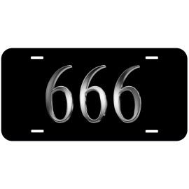 666 Black Aluminum Novelty Auto License Plate