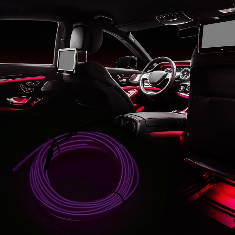 X AUTOHAUX 4 Meter/13ft Car Interior Glowing Neon EL Wire