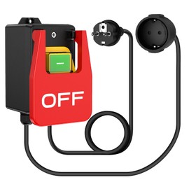 Machine Switch 230 V, 16 A Single-Phase On/Off Switch, Zero Voltage Switch with Socket, Safety Switch for Quick Off of Milling Table and Other Electrical Devices