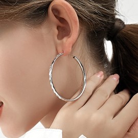 Ms.Swan 925 Sterling Silver Large Hoop Earrings for Women and Girl,Bride(50mm) (zhi-ud-0603)