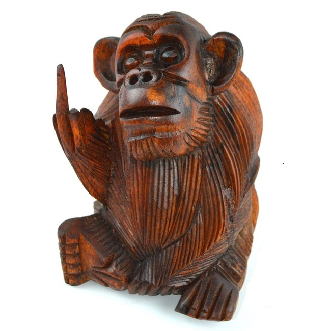 6 Inch Rude Monkey Flipping The Bird Middle Finger Wooden Statue WorldBazzar Brand